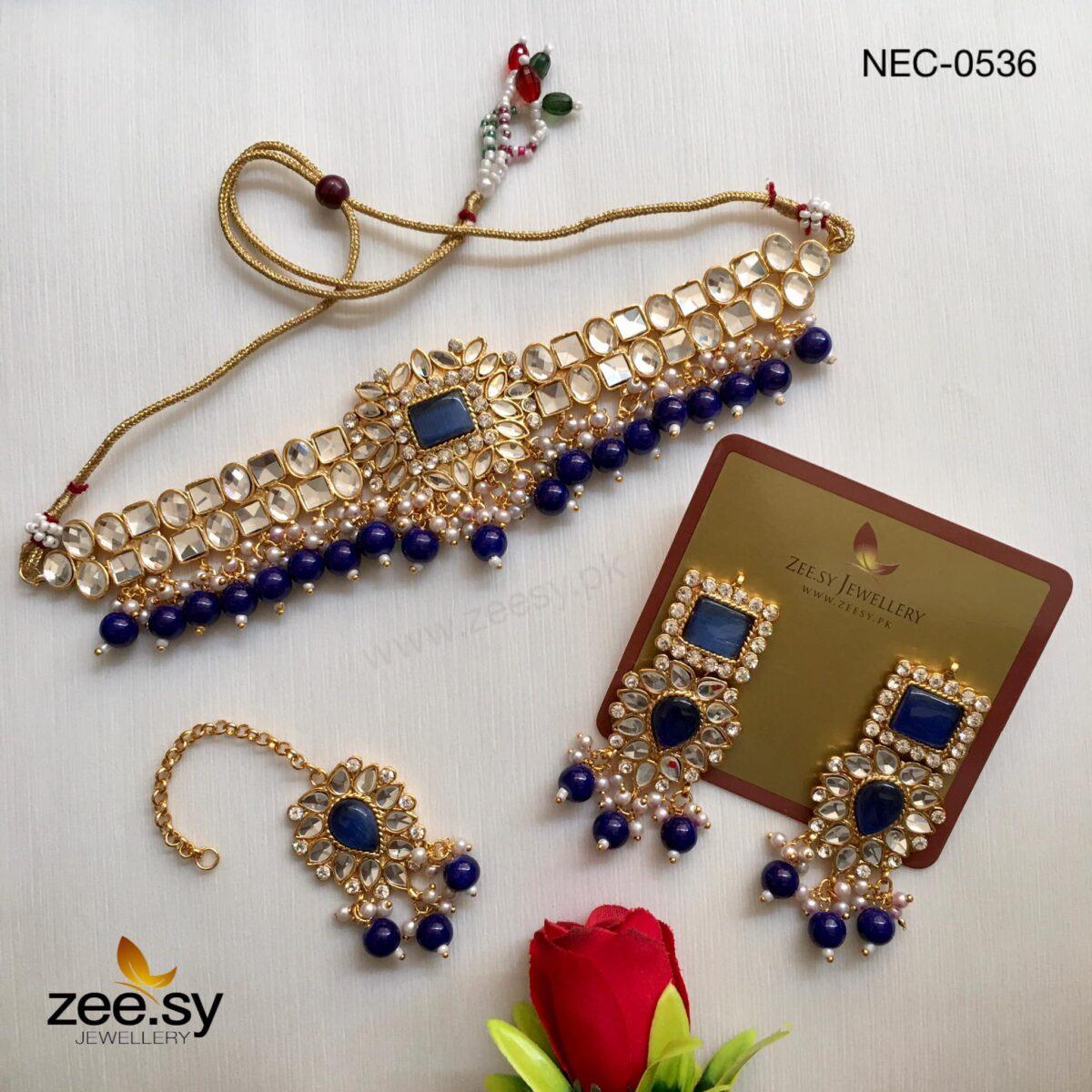 Kundan Necklace-0536 Blue