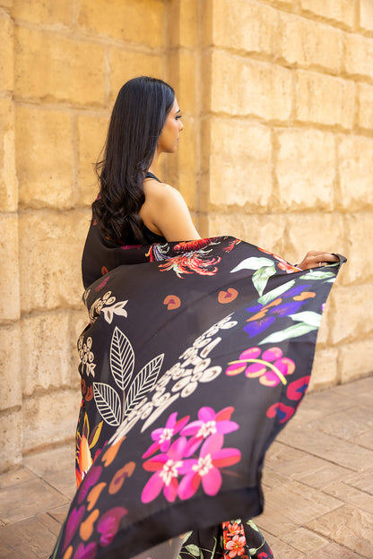 Saira Rizwan | Resort Collection 25 | VIOLA-SRRC06-25 L Black Charmeuse Silk
