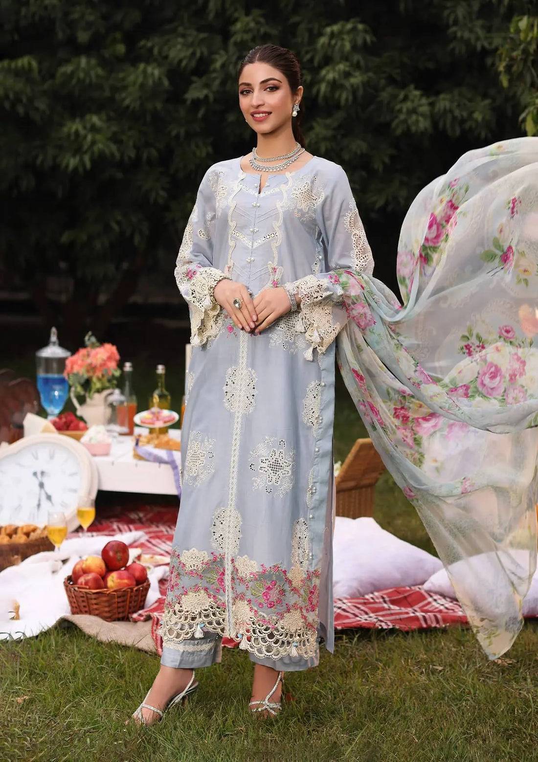 Kahf Premium | Festive Lawn 24 | KFL-08A FIRUZE - Pakistani Designer Dress - by Kahf Premium | Type: Luxury - 100% Original at Saira Sultan