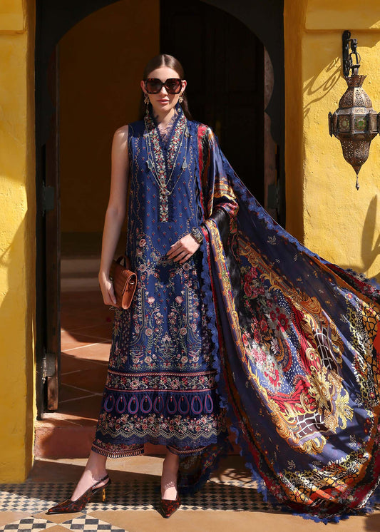 Kanwal Malik | Elysia Luxury Lawn 25 | Azure XS Navy Blue Lawn