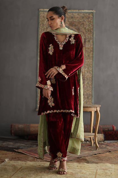 Sana Abbas | Velvet Formals | KARLA S Maroon Velvet