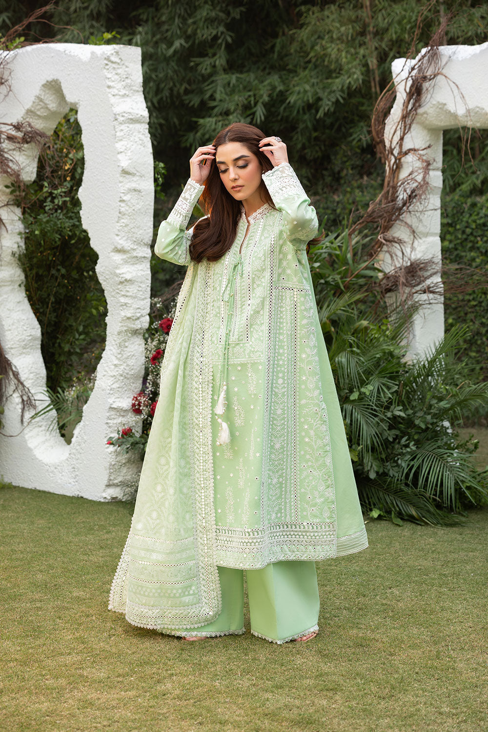 Sobia Nazir | Luxury Lawn 25 | 7B S Aqua Green Lawn