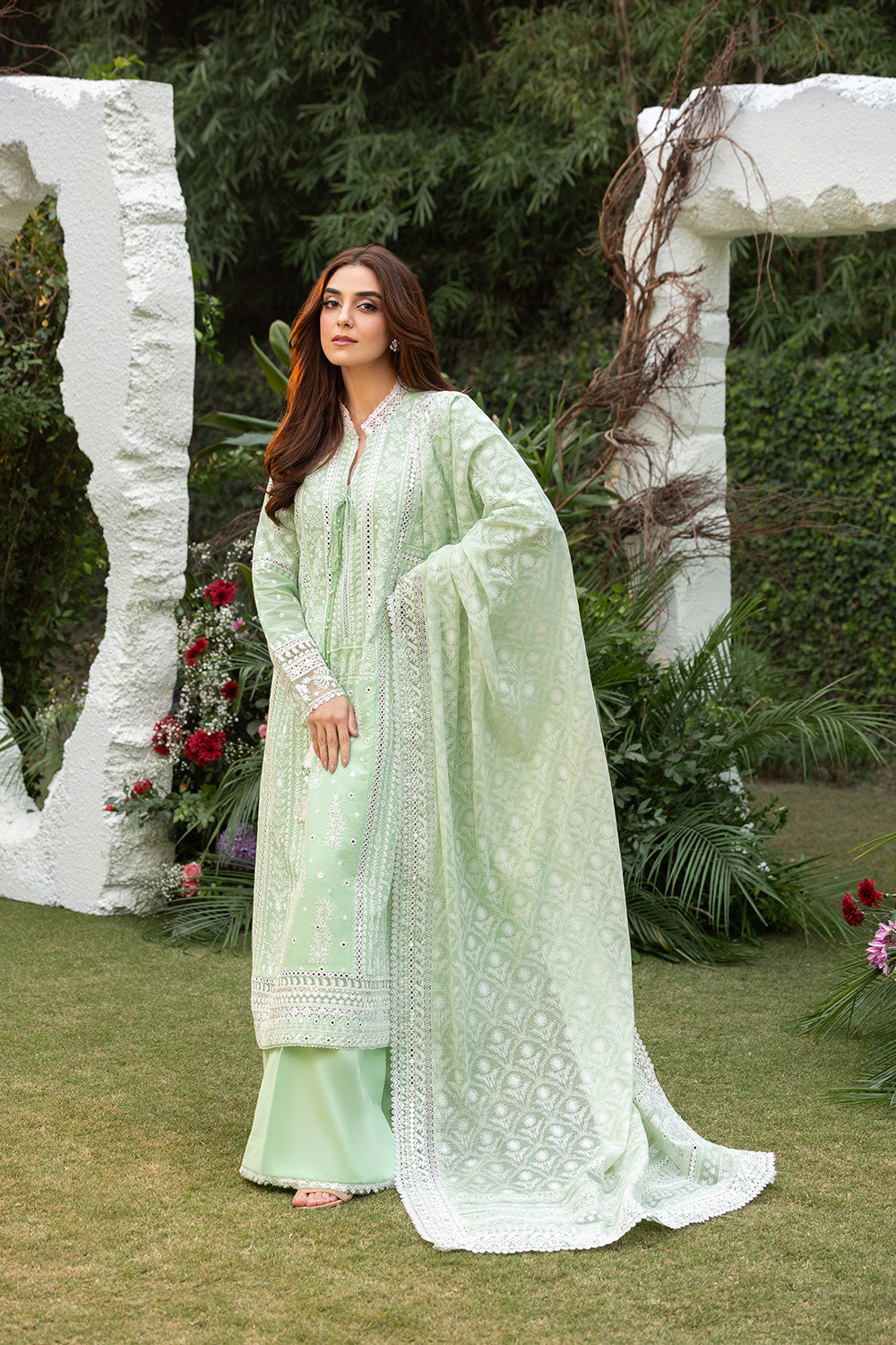 Sobia Nazir | Luxury Lawn 25 | 7B XL Aqua Green Lawn