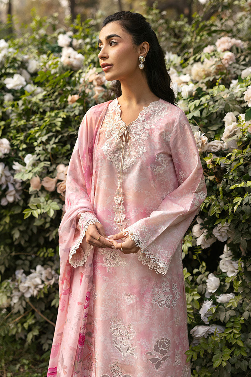 Cross Stitch | Premium Lawn 25 | MEADOW MIST L Light Pink Lawn