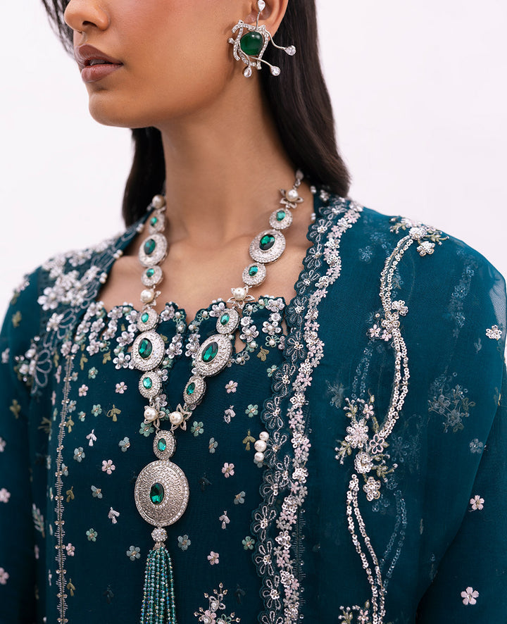 Republic Womenswear | Reve De Luxe 25 | LF-172 L Teal Green Organza