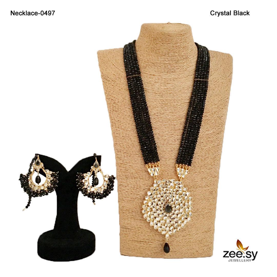 Lotus Necklace-0497 Crystal Black