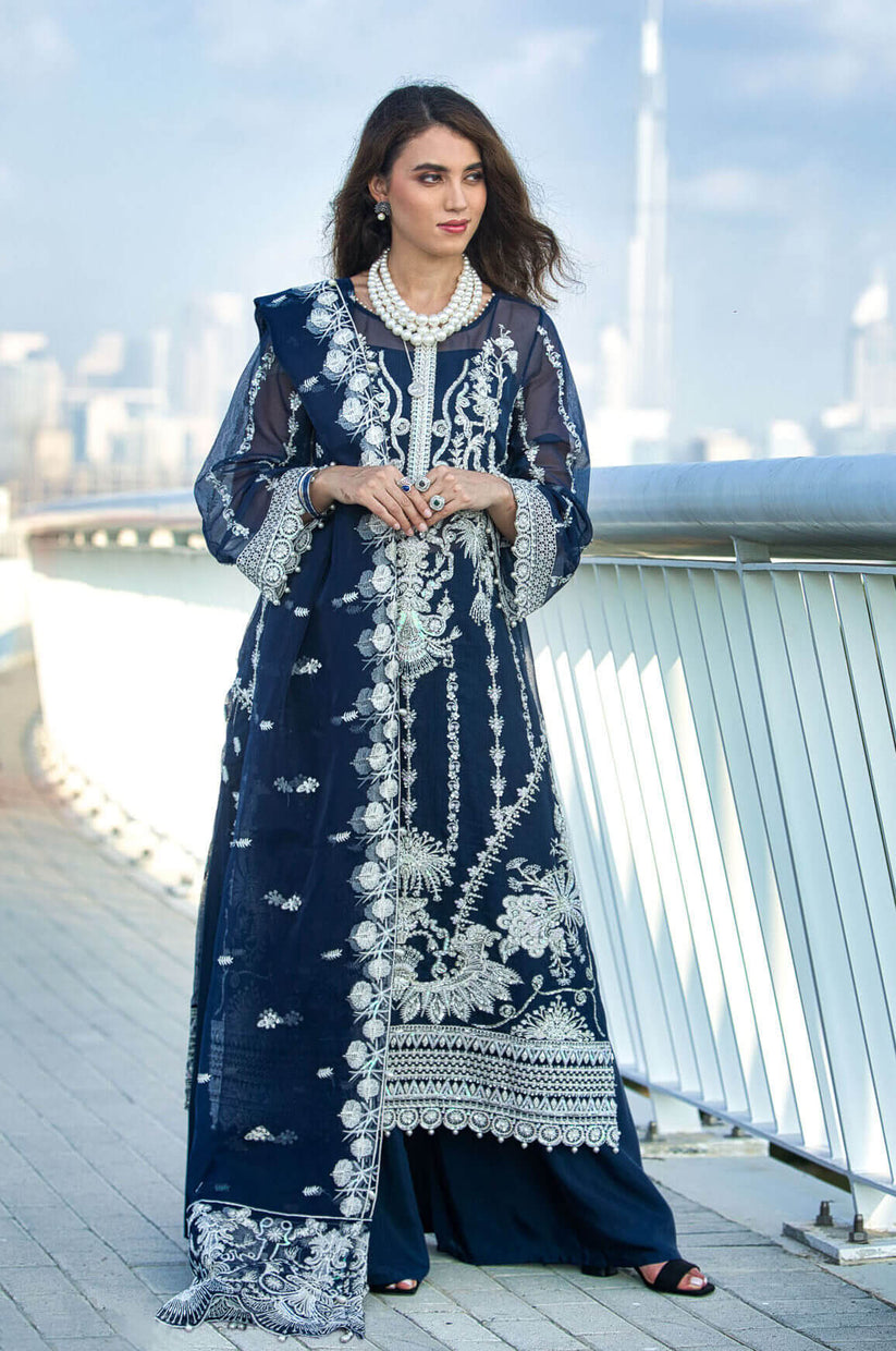 Kara | Kamdani Festive Collection | Lapis Dream XL Navy Cotton Net