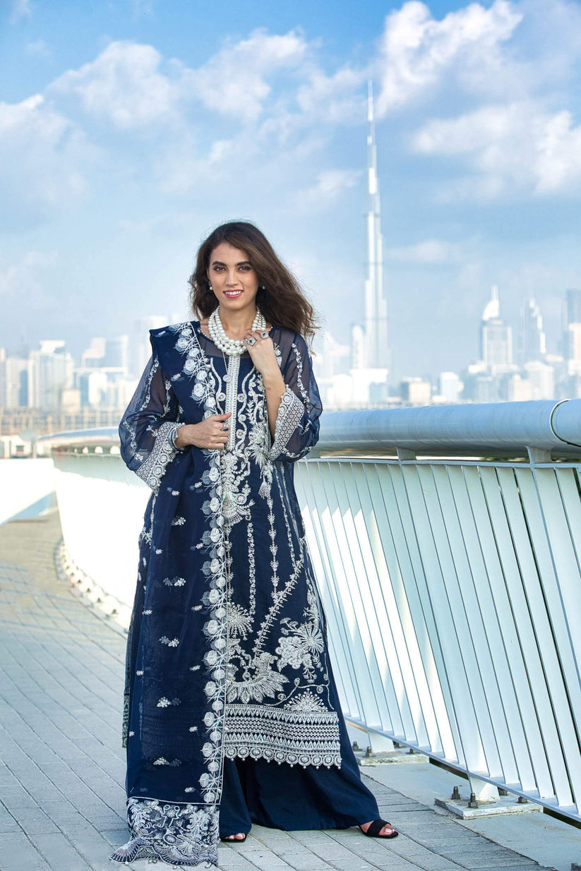 Kara | Kamdani Festive Collection | Lapis Dream L Navy Cotton Net