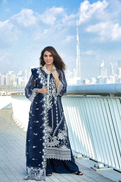 Kara | Kamdani Festive Collection | Lapis Dream L Navy Cotton Net