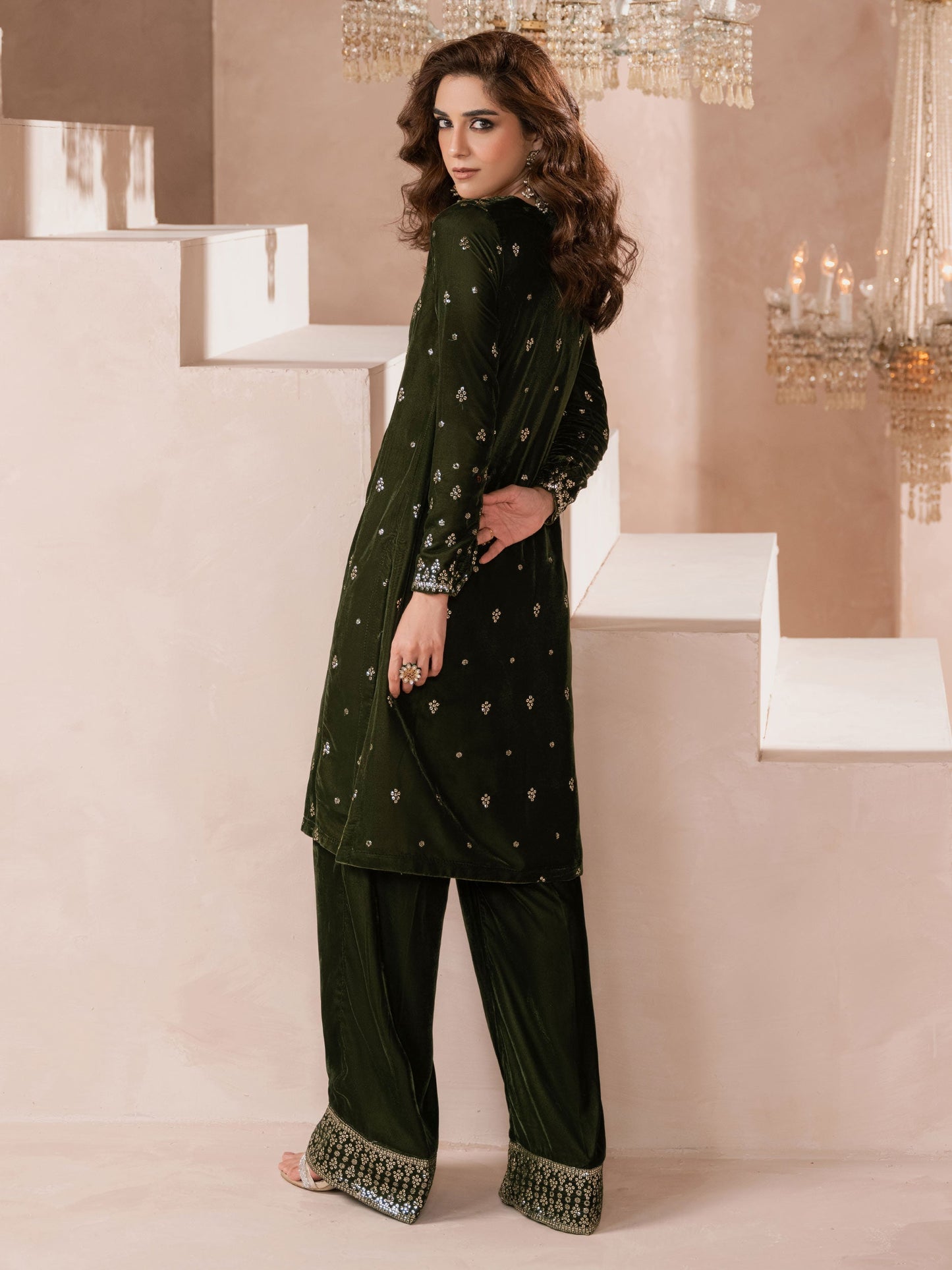 Lime Light | Velvet Pret | V-07 S Deep Olive Green Velvet