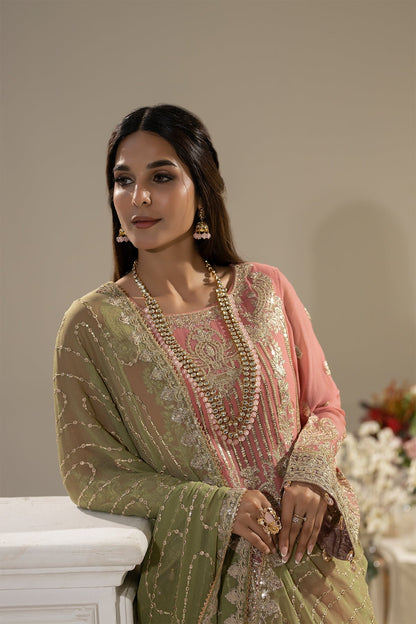Imrozia Premium | Nisha Collection | M-82 NURAH L Peach Pink Chiffon
