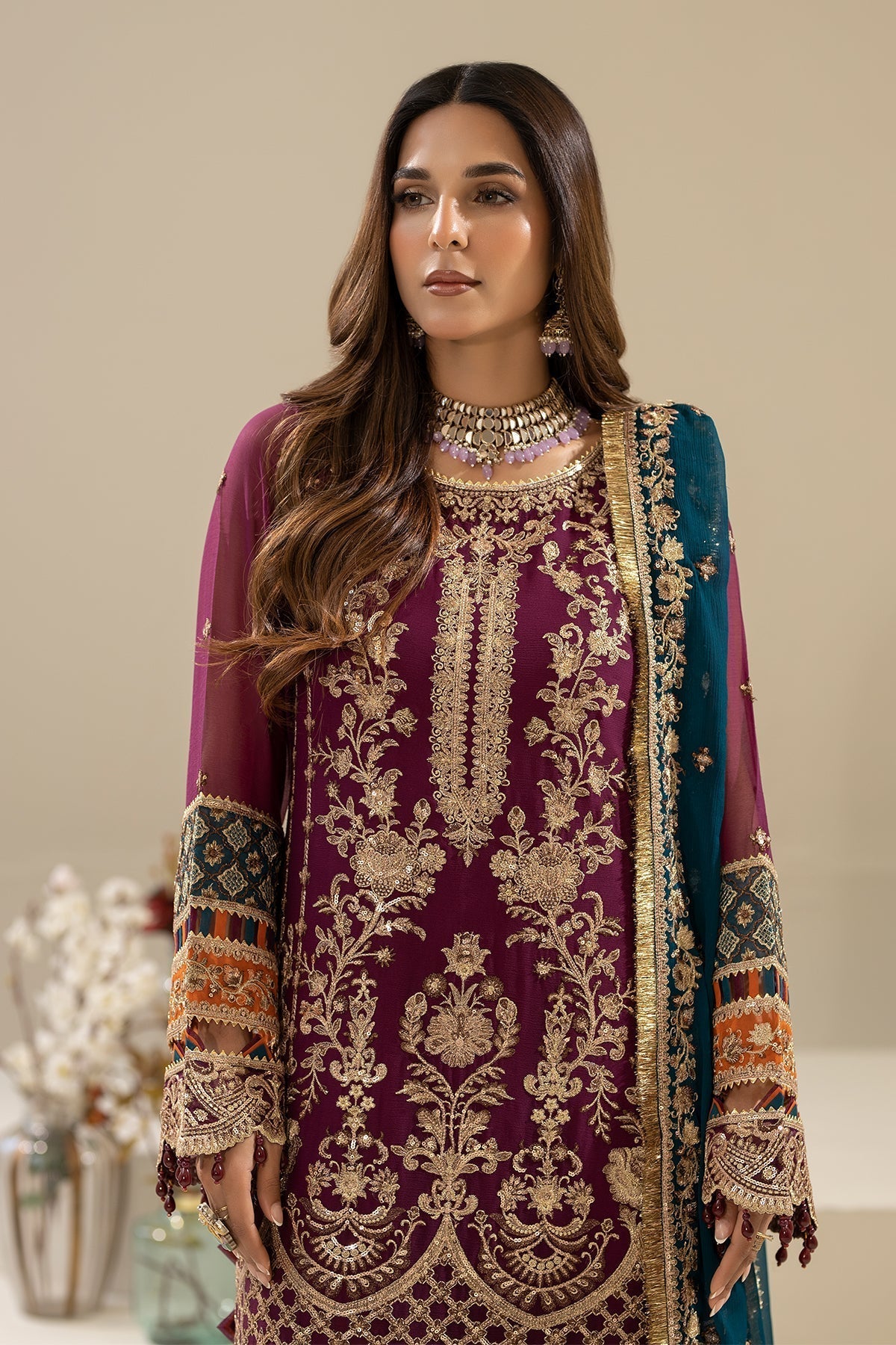 Imrozia Premium | Nisha Collection | M-84 ZEHAK L Magenta Chiffon