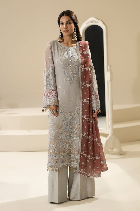 Imrozia Premium | Nisha Collection | M-85 MEHZA XS Light Gray Chiffon