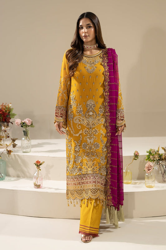 Imrozia Premium | Nisha Collection | M-86 ZOHAL XS Mustard Yellow Chiffon