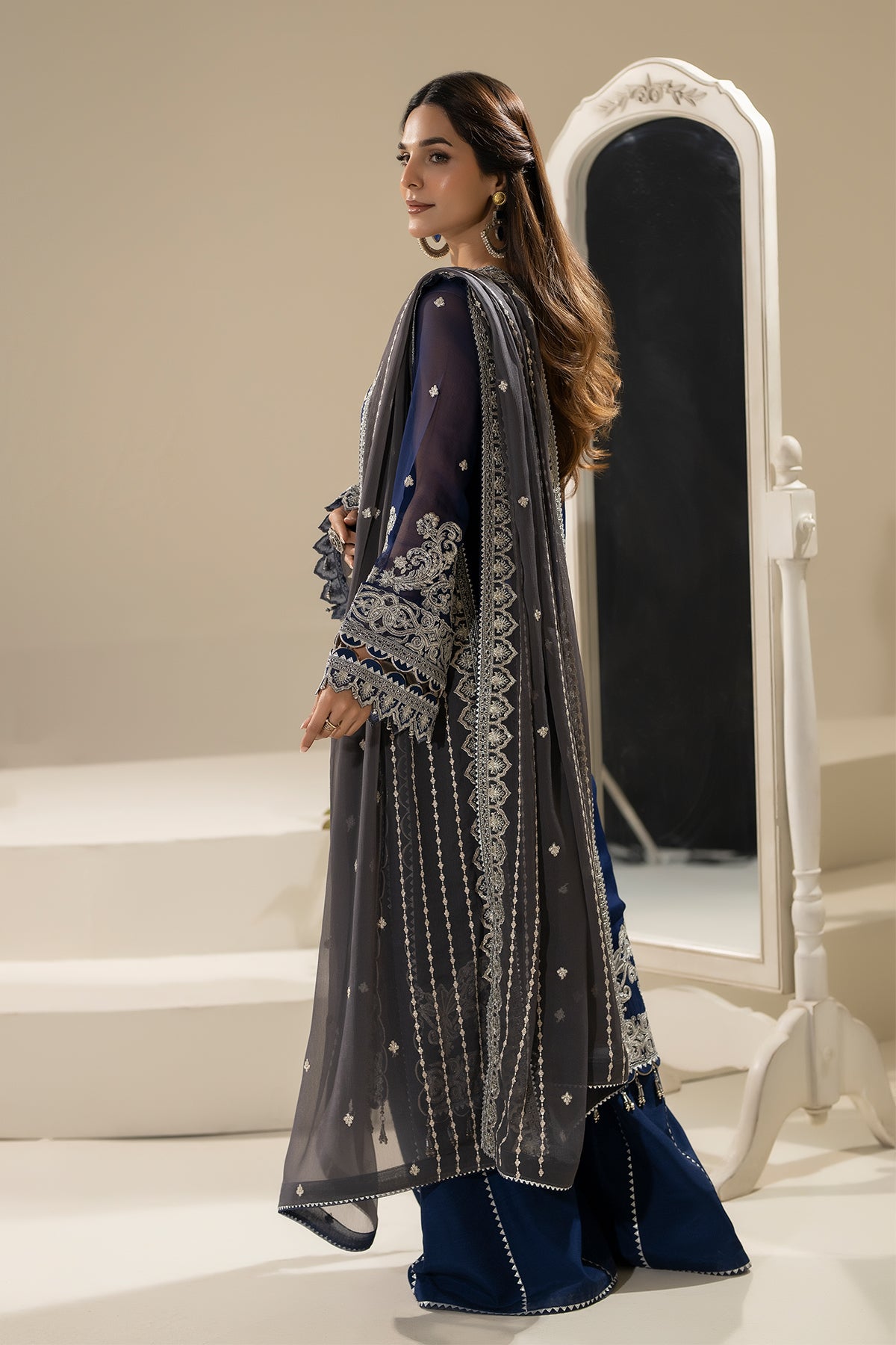 Imrozia Premium | Nisha Collection | M-89 LAMIYA S Navy Blue Chiffon