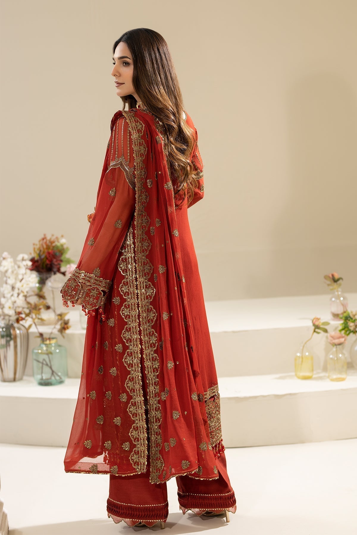 Imrozia Premium | Nisha Collection | M-90 AREESHA S Rust Chiffon
