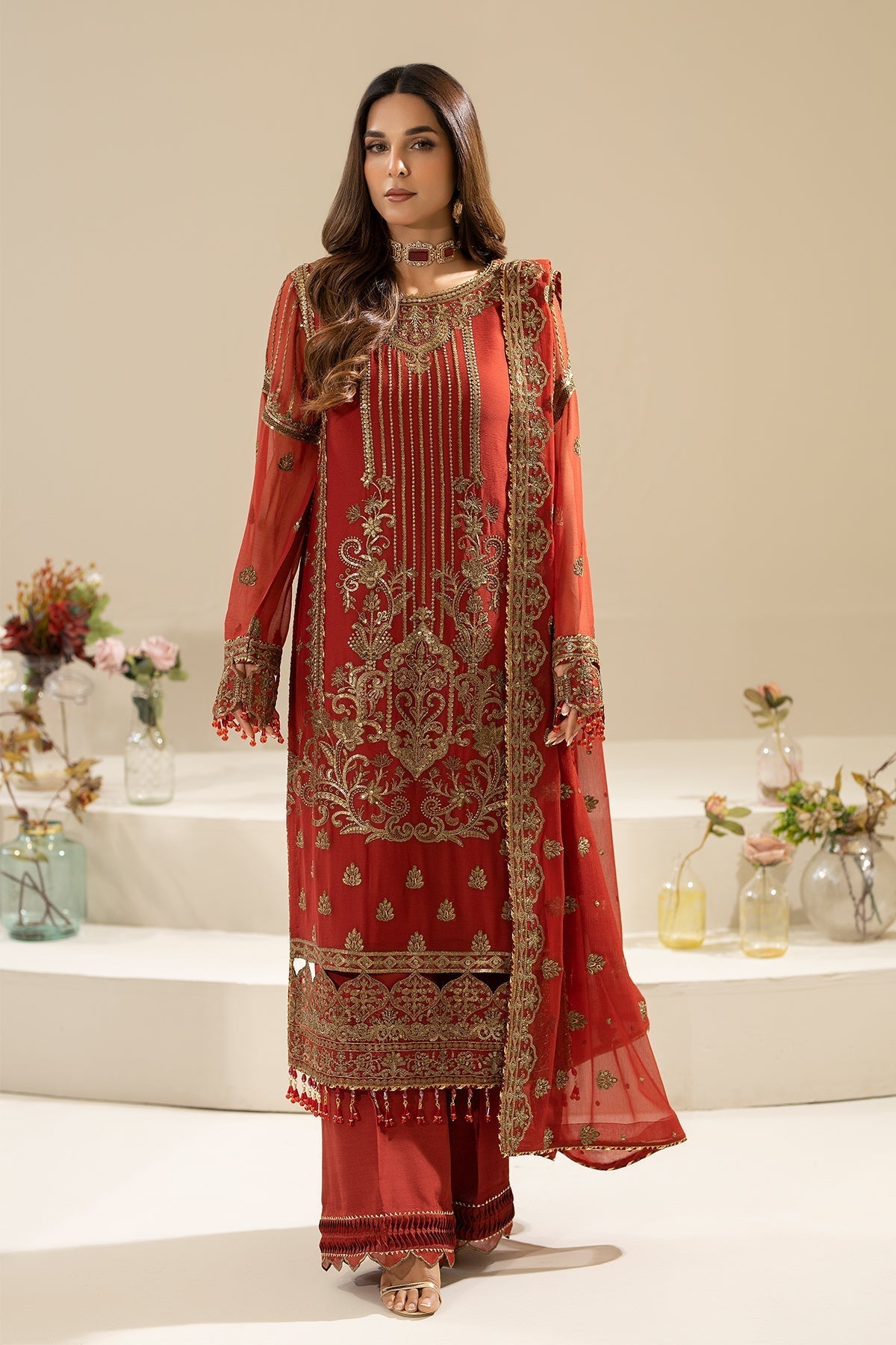 Imrozia Premium | Nisha Collection | M-90 AREESHA XS Rust Chiffon