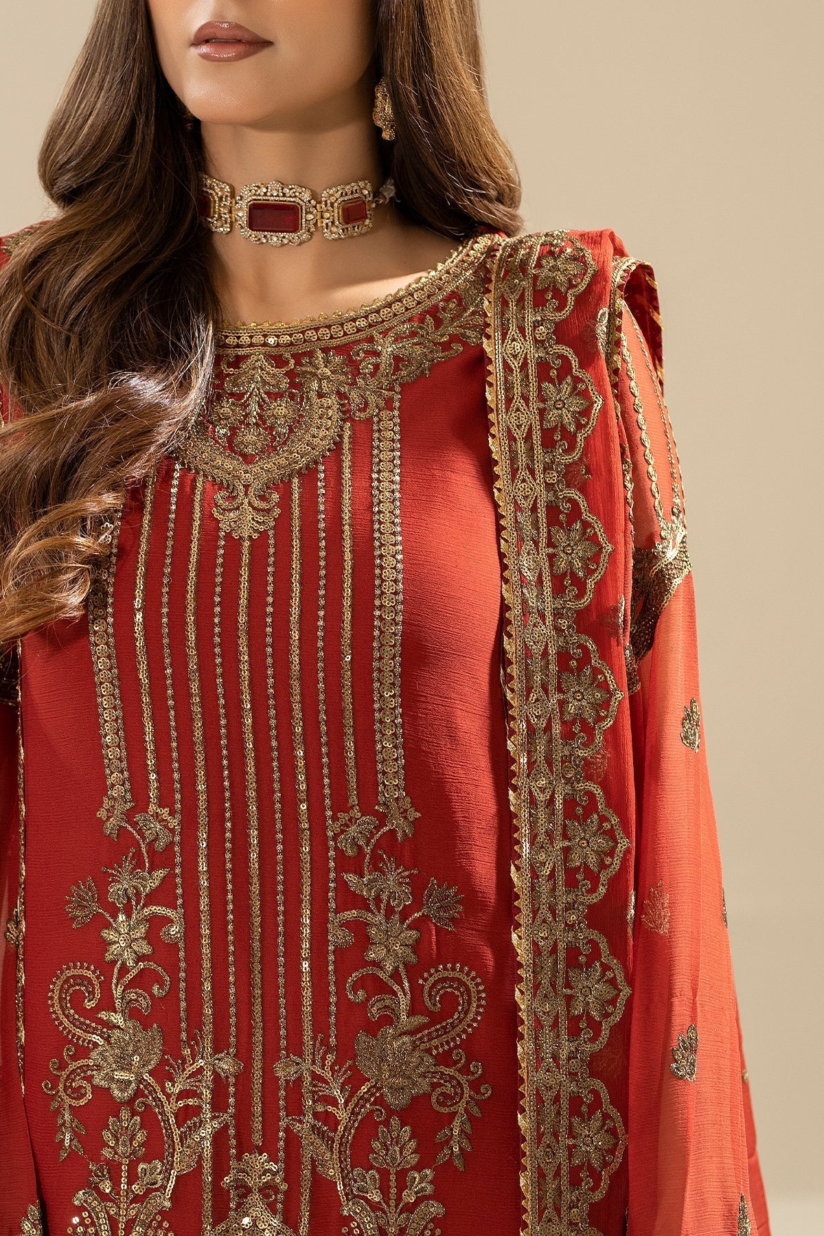 Imrozia Premium | Nisha Collection | M-90 AREESHA M Rust Chiffon