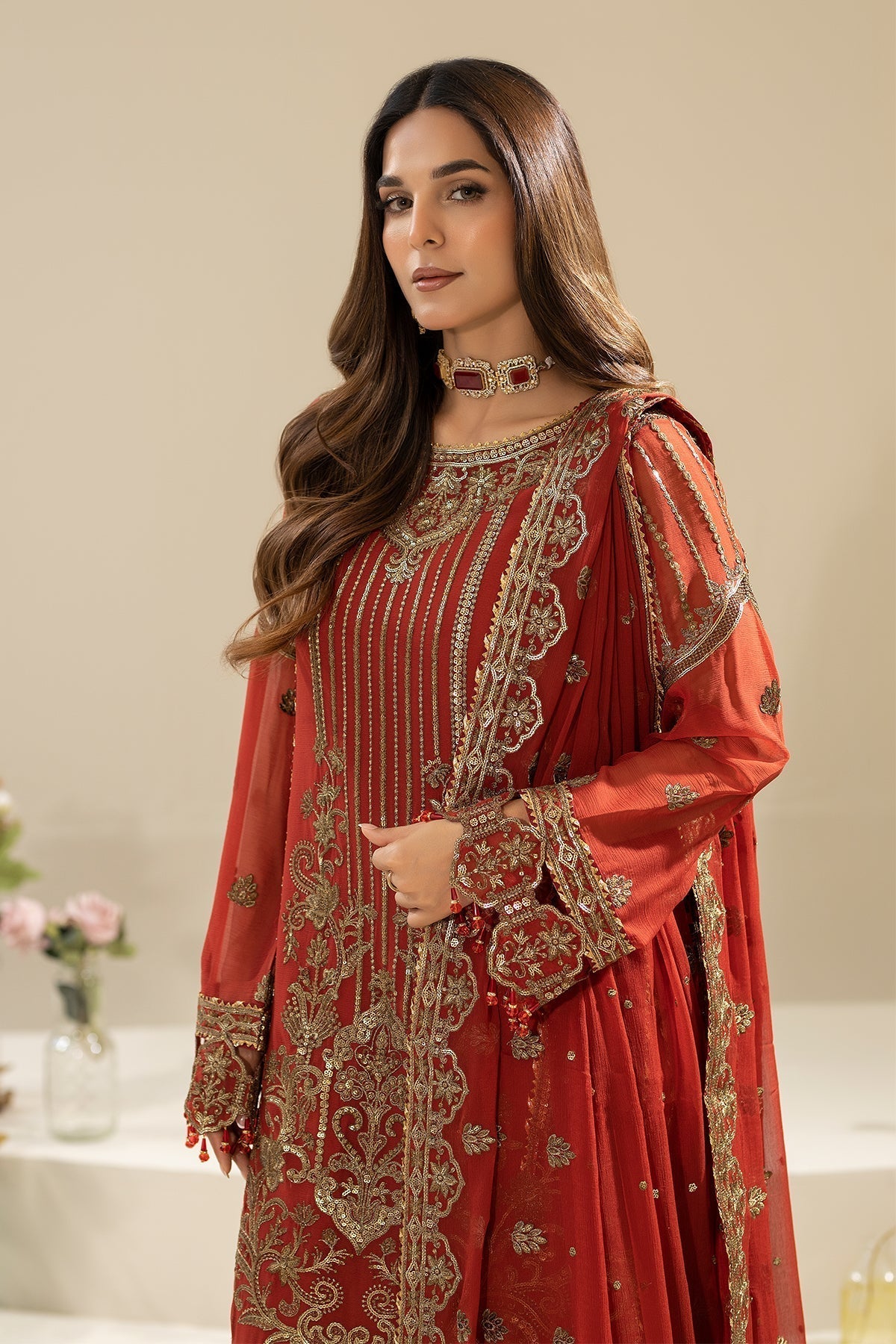 Imrozia Premium | Nisha Collection | M-90 AREESHA L Rust Chiffon