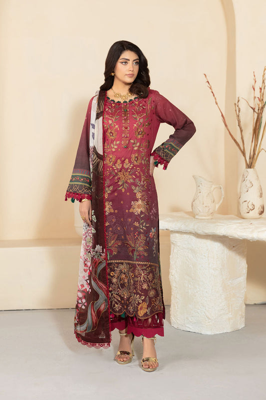 Ramsha | Mashaal Luxury Lawn | L-1303 XS Coral Red Lawn