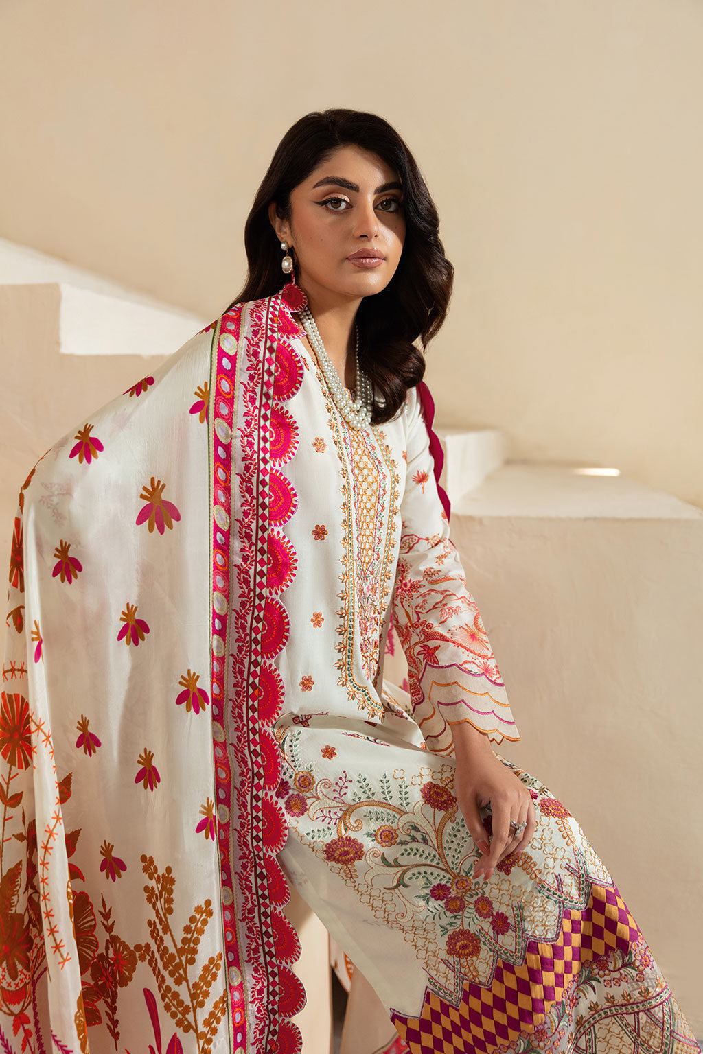 Ramsha | Mashaal Luxury Lawn | L-1308 XL Ivory Lawn