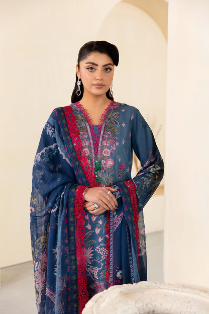 Ramsha | Mashaal Luxury Lawn | L-1305 L Blue Gray Lawn