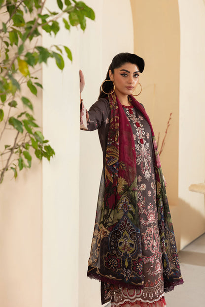 Ramsha | Mashaal Luxury Lawn | L-1309 L Lawn Chocolate Brown