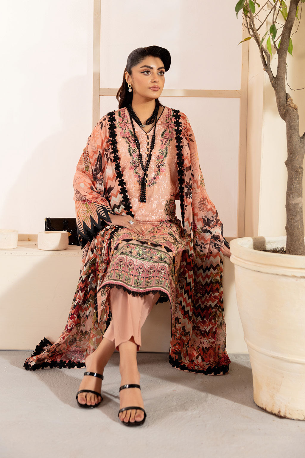 Ramsha | Mashaal Luxury Lawn | L-1311 L Nude Peach Lawn