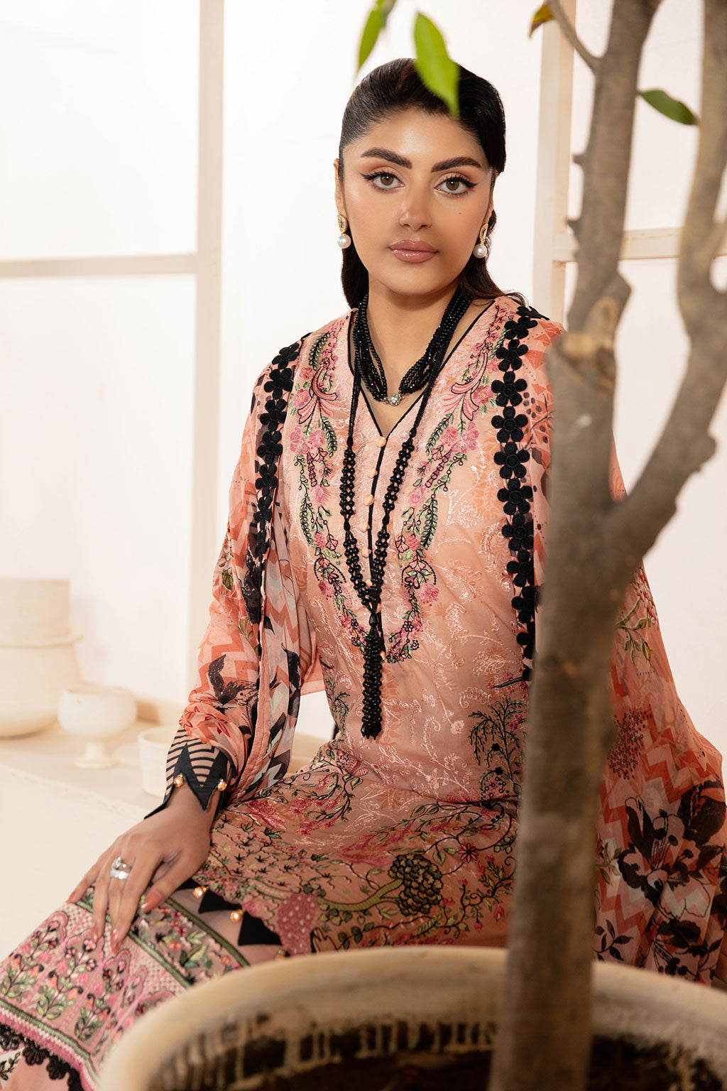 Ramsha | Mashaal Luxury Lawn | L-1311 M Nude Peach Lawn