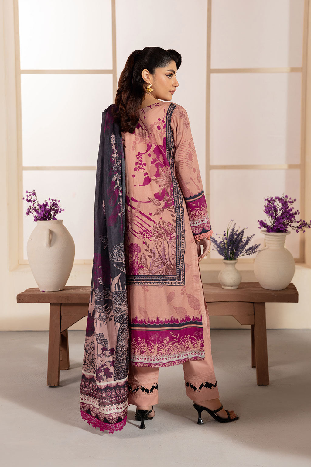 Ramsha | Mashaal Luxury Lawn | L-1306 S Soft Pink Lawn