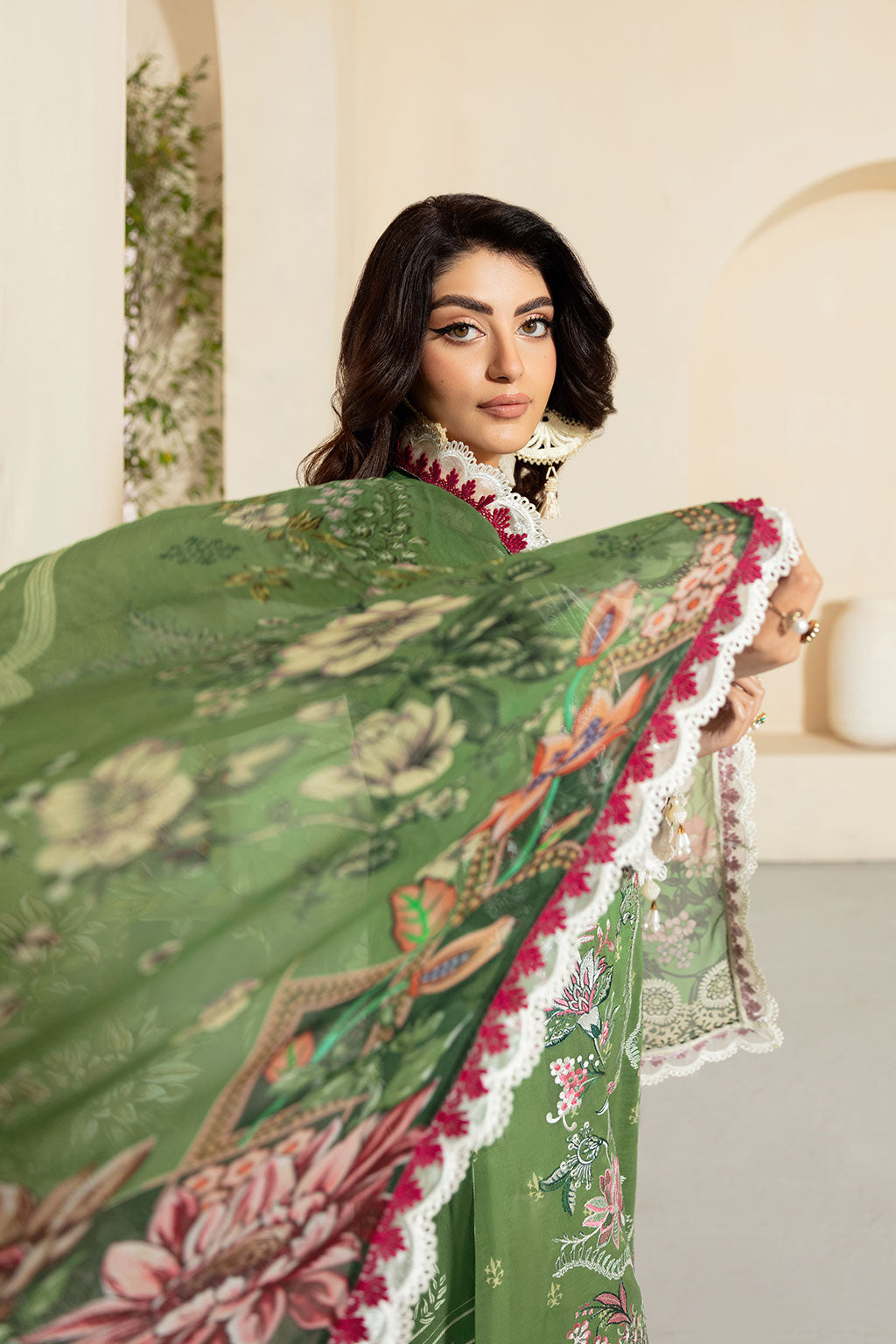 Ramsha | Mashaal Luxury Lawn | L-1307 L Apple Green Lawn
