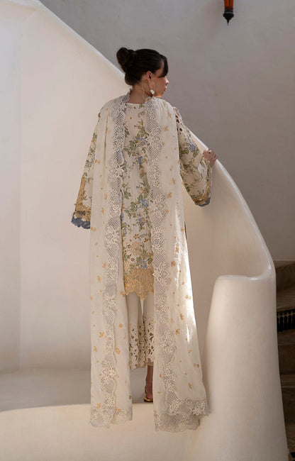 AJR Couture | Printakari Lawn 25 | Maze S Off White Lawn