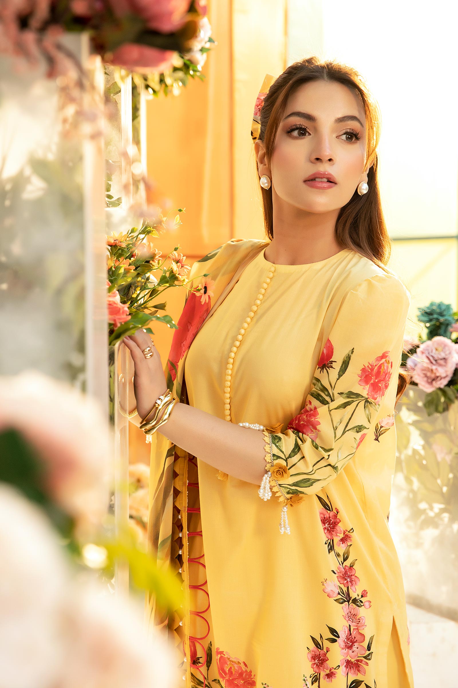 Maria B | M Basic Summer Lawn 25 | MB-CUS25-701A L Yellow Lawn