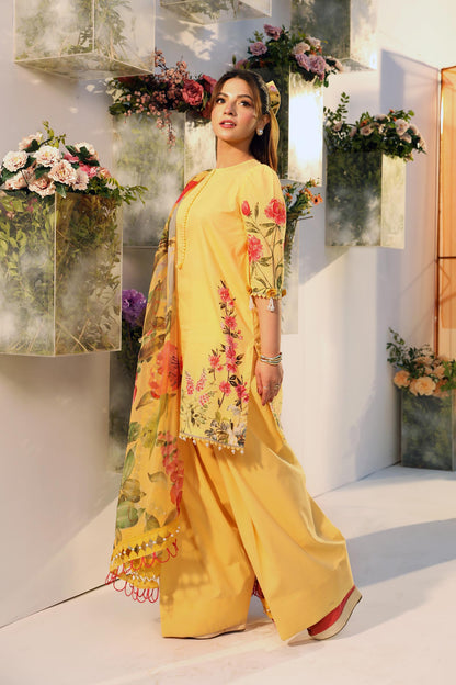 Maria B | M Basic Summer Lawn 25 | MB-CUS25-701A S Yellow Lawn