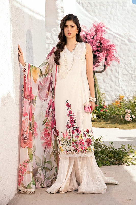 Maria B | M Basic Summer Lawn 25 | MB-CUS25-701B XS White Lawn