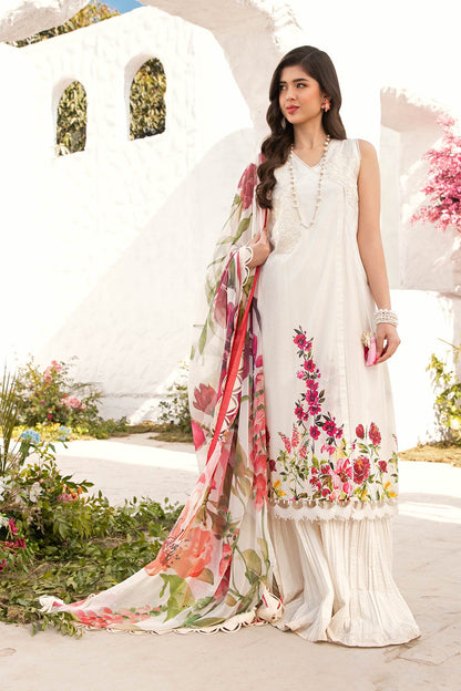 Maria B | M Basic Summer Lawn 25 | MB-CUS25-701B L White Lawn