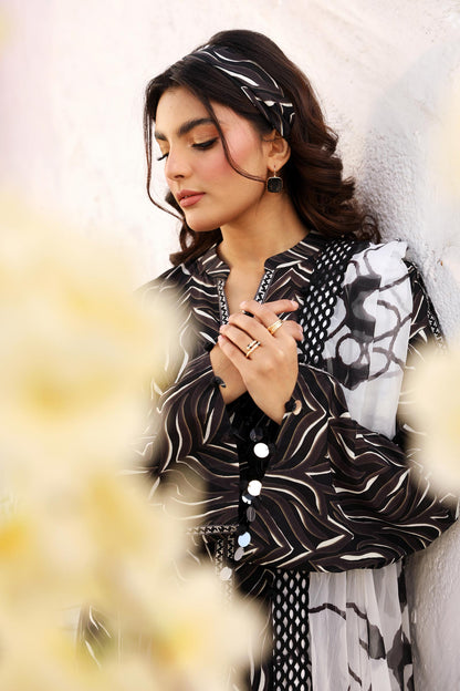 Maria B | M Basic Summer Lawn 25 | MB-CUS25-704B L Black Lawn