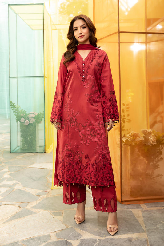 Maria B | M Basic Summer Lawn 25 | MB-CUS25-706A XS Red Lawn