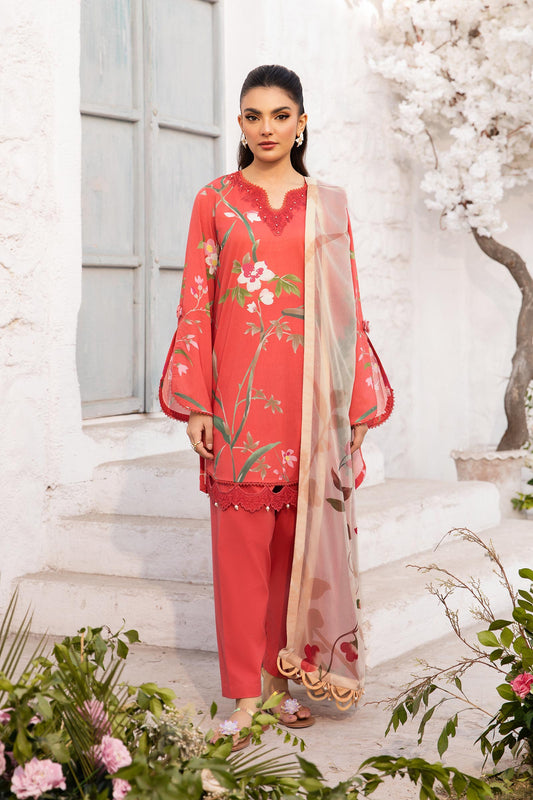 Maria B | M Basic Summer Lawn 25 | MB-CUS25-707B XS Red Lawn
