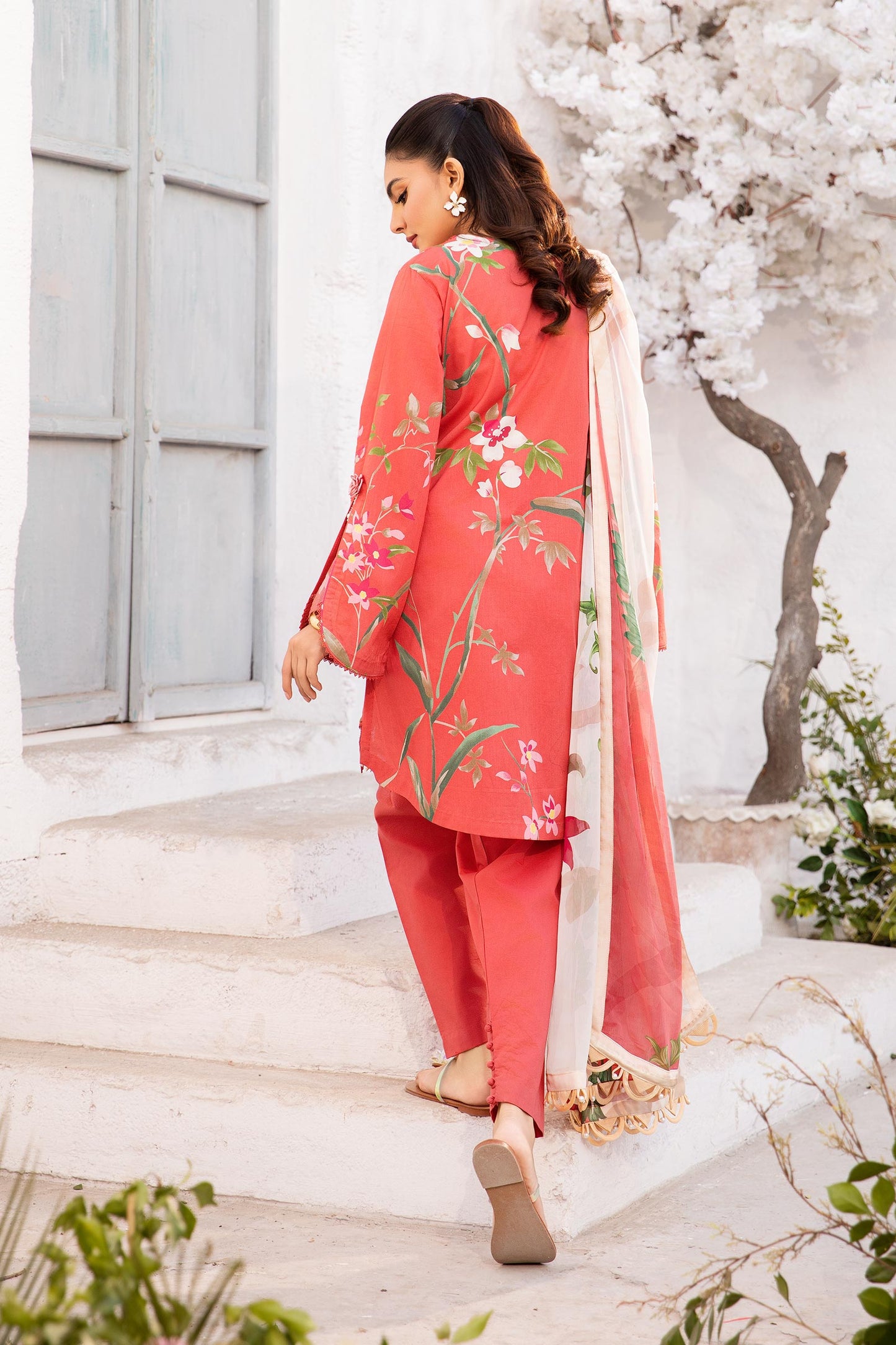 Maria B | M Basic Summer Lawn 25 | MB-CUS25-707B S Red Lawn