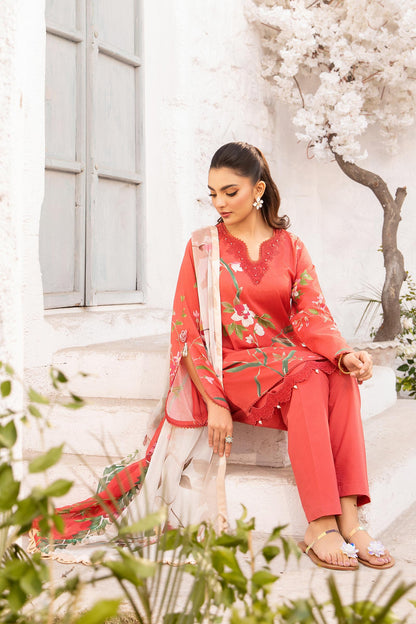 Maria B | M Basic Summer Lawn 25 | MB-CUS25-707B XL Red Lawn