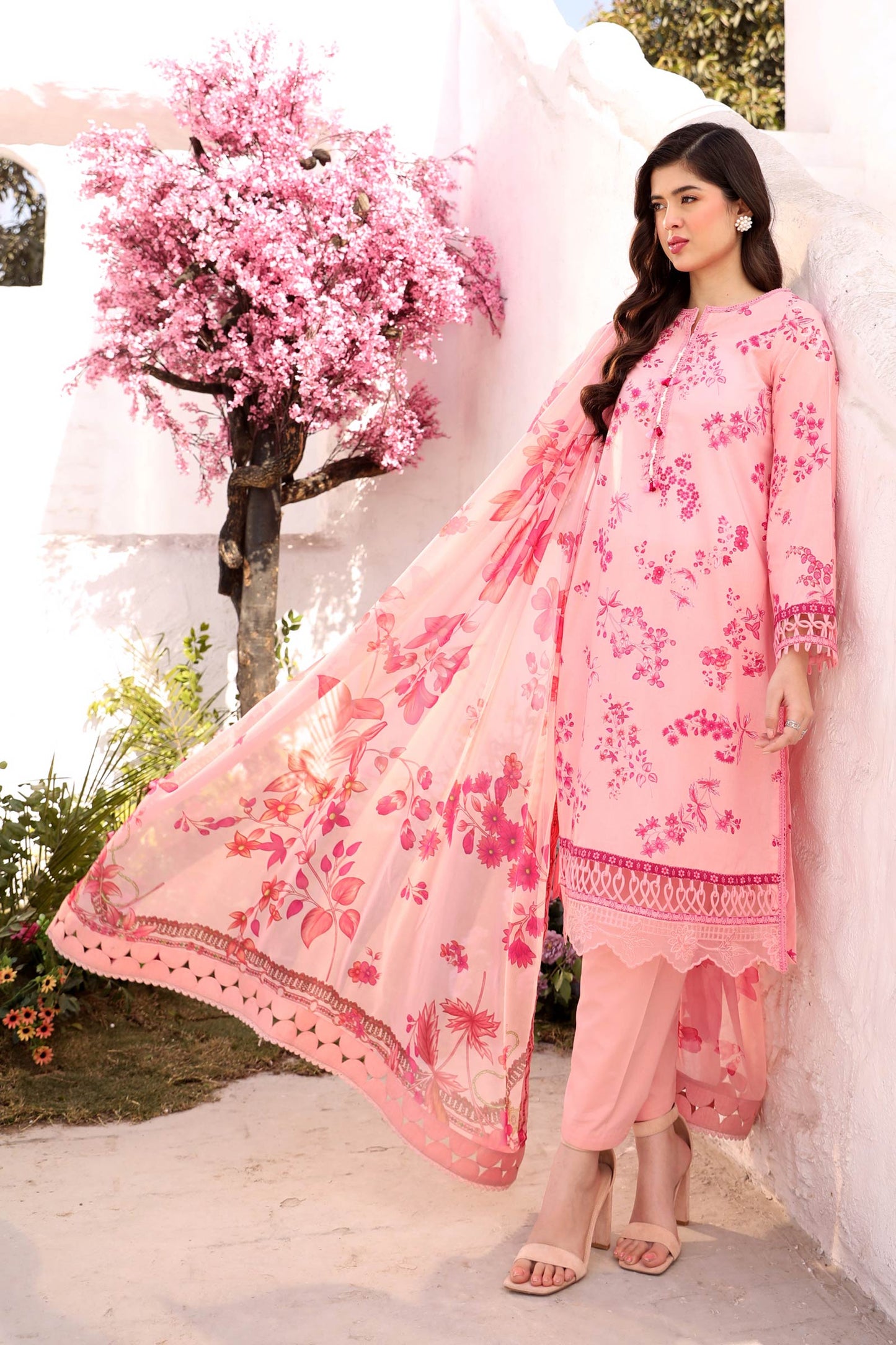 Maria B | M Basic Summer Lawn 25 | MB-CUS25-709A M Pink Lawn