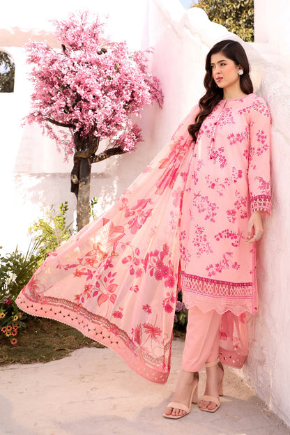 Maria B | M Basic Summer Lawn 25 | MB-CUS25-709A M Pink Lawn