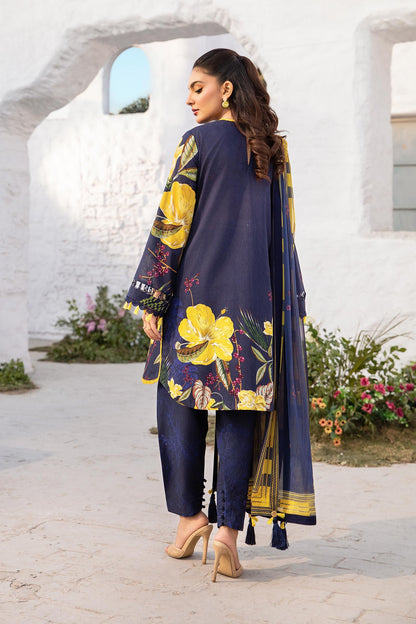 Maria B | M Basic Summer Lawn 25 | MB-CUS25-710B S Dark Blue Lawn