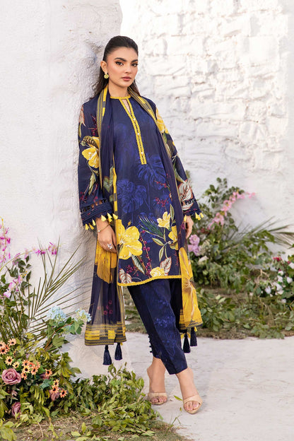 Maria B | M Basic Summer Lawn 25 | MB-CUS25-710B XL Dark Blue Lawn