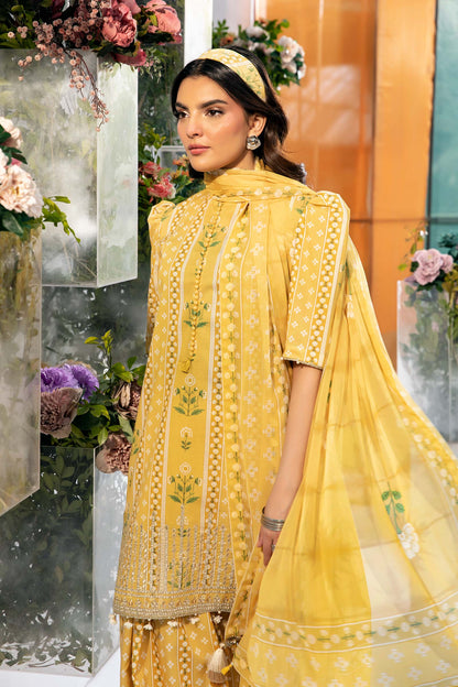 Maria B | M Basic Summer Lawn 25 | MB-CUS25-711A L Yellow Slub Lawn