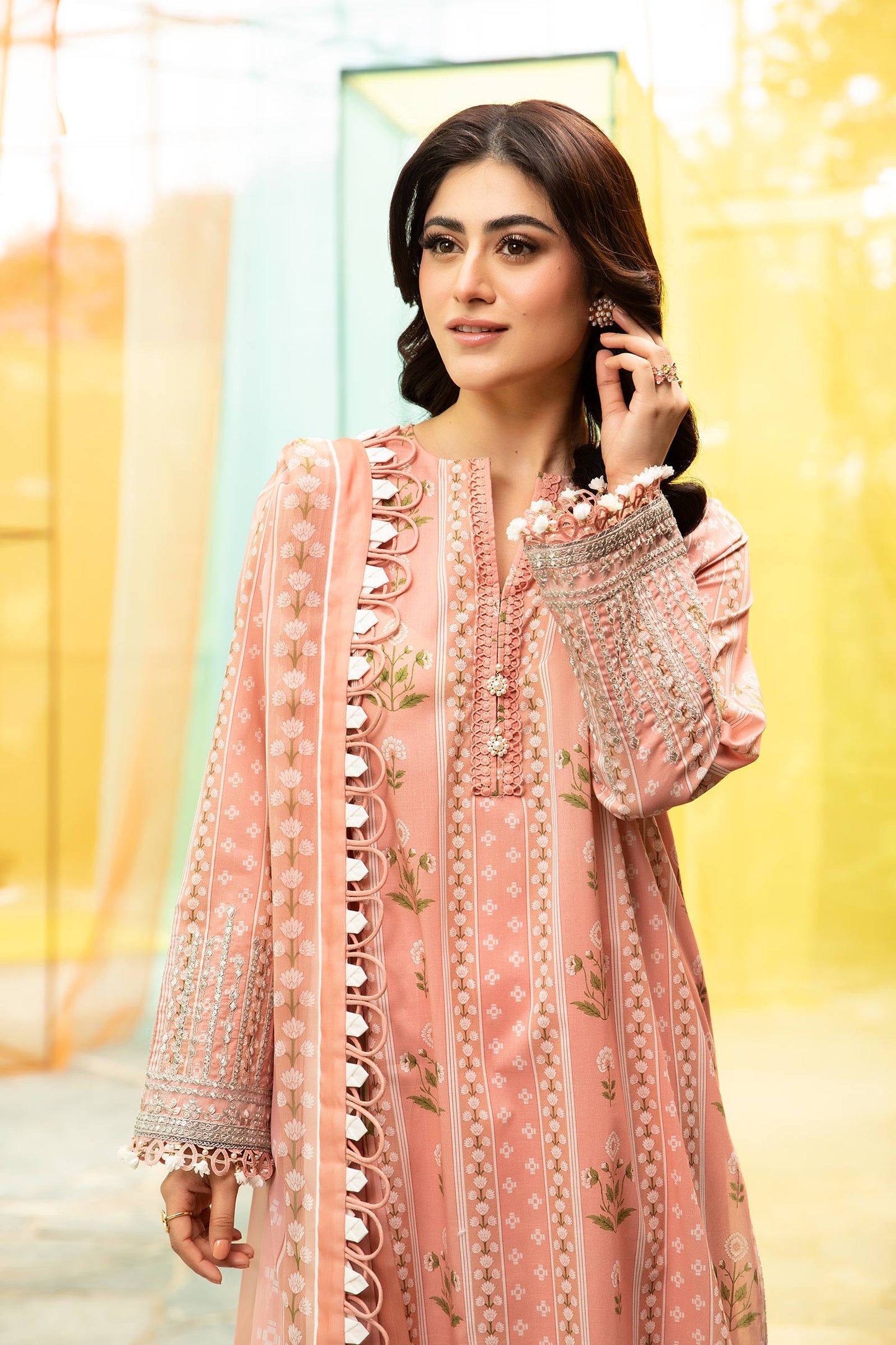Maria B | M Basic Summer Lawn 25 | MB-CUS25-711B XL Pink Slub Lawn