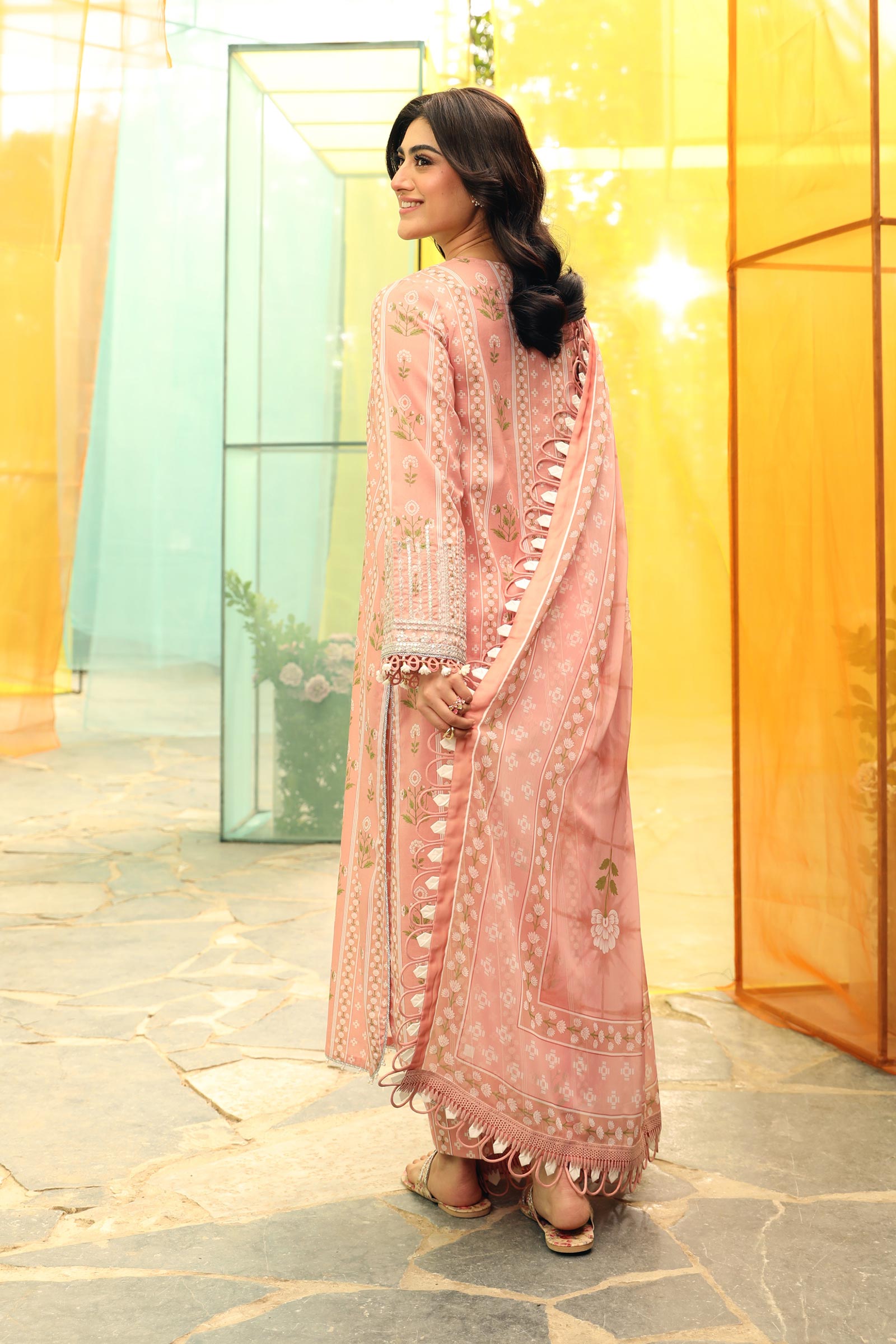 Maria B | M Basic Summer Lawn 25 | MB-CUS25-711B S Pink Slub Lawn