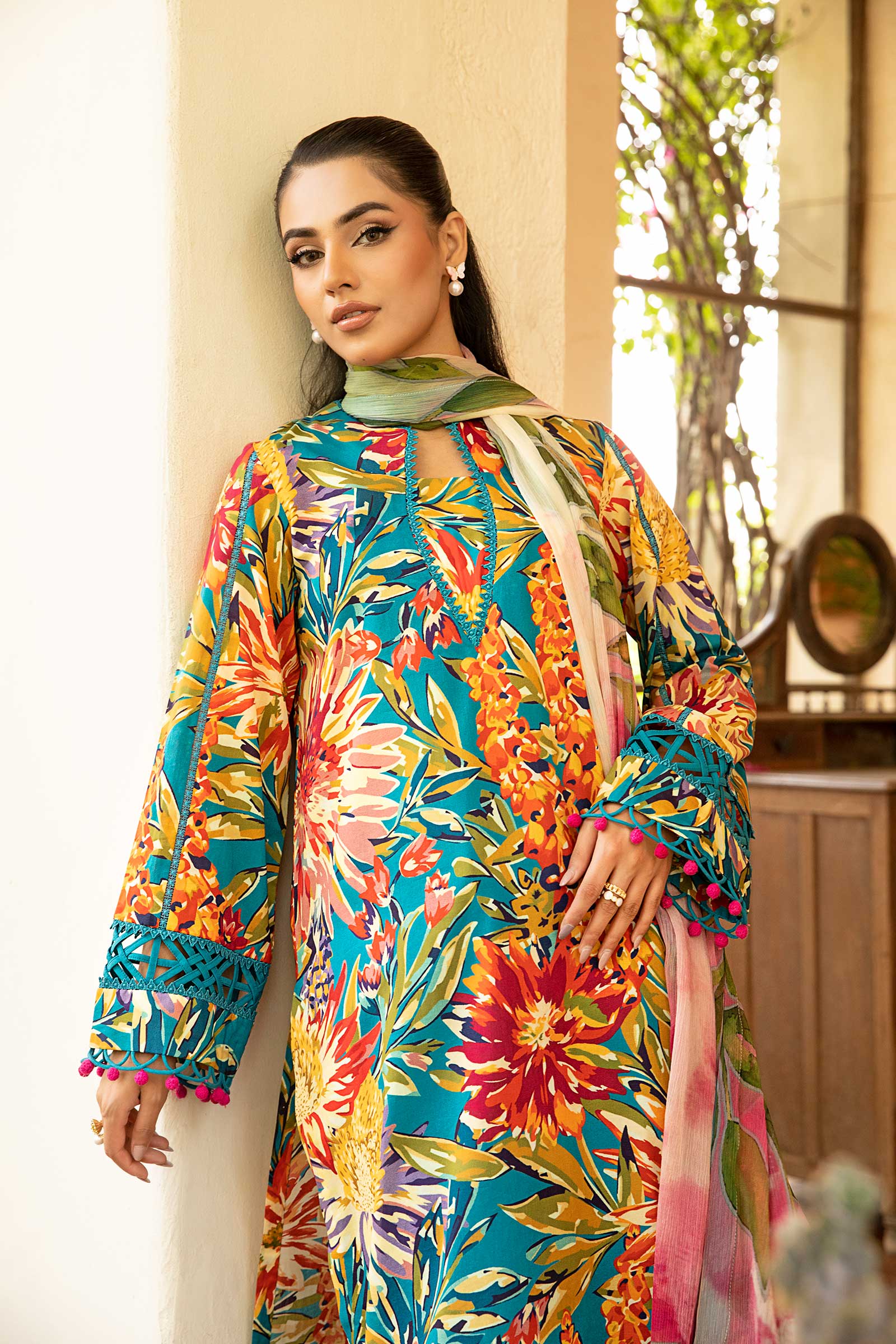 Maria B | Eid Basic Lawn | MB-CUS25-903A S Sea Green Lawn
