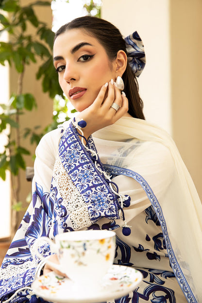 Maria B | Eid Basic Lawn | MB-CUS25-904A M Off White Lawn